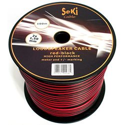 Câble de haut-parleur 2 x 1,50 mm² - 100 m - Rouge/noir - CCA - Câble audio - Câble de haut-parleur