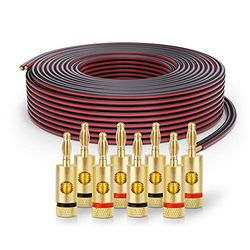 PureLink Luidsprekerkabel OFC 2 x 2,50mm² (0,20mm), 20,0m, zwart, set met 8 banaanstekkers