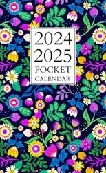 Pocket Calendar 2024-2025 For Purse: Two-Year Monthly Planner for Purse | 24 Months from January 2024 to December 2025 | Watercolor Flower Cover