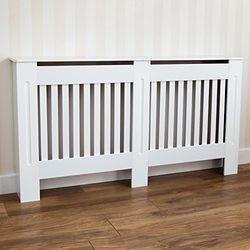 Chelsea Witte radiatorbekleding, groot, bescherming, met standaard, roosterpatroon, modern van Vida Designs