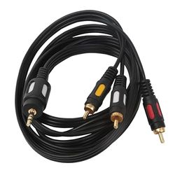 1,8 m lange zwarte 3 x RCA-audiokabel, ideaal voor het aansluiten van audio- en videoapparaten, zorgt voor een heldere en storingsvrije overdracht voor thuis genieten.