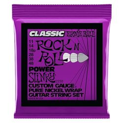 Ernie Ball Power Slinky Classic Rock n Roll - Cuerdas para guitarra eléctrica, envoltura de níquel puro, calibre 11-48