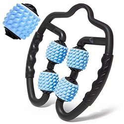 Massagerol voor diepe stoffen, 360° 3D-schuimroller tegen cellulitis, 4 wielen van schuim, beenmassageapparaat en ontspanning, triggerpunt, massageaccessoires handmatig