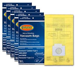 EnviroCare Replacement Micro Filtration Vacuum fit Kenmore Canister Q. 5055, 50557 and 50558 Panasonic Type C-5 Models 15 Pack, Yellow, 15 Bags
