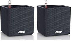Lechuza – Pot de Fleurs d’Extérieur et d'Interieur – Cube Color – Réserve d'eau Intégrée – Coloris Gris Ardoise – 17 x 17 x 16 cm (Lot de 2)