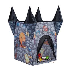 Relaxdays 10022463 Tenda Gioco per Bambini Castello Fantasmi Casetta Bimbi Bimbe da 3 anni in su HxLxP: 132 x 110 x 110 cm Grigio