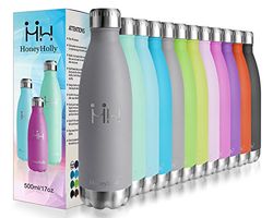 HoneyHolly Botella Agua Acero Inoxidable, Botella Termica 500ml, Botellas Sin Bpa & Eco Friendly, Mantiene Bebidas frías por 24h y Calientes por 12h, Botella Agua Deporte para Bicicleta, Gimnasio