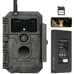 GardePro E6P Max Wildcamera met wifi, oplaadbare 8000 mAh batterij, geïntegreerde SD-kaart, 64 MP 1296P, E6PMB wildcamera met bewegingsmelder, nachtzicht, mobiele telefoon