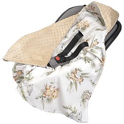 Inbaker Deken 100% katoen 85x85cm met capuchon knuffeldeken voor kinderwagen babyzitje universele dubbelzijdig babydeken buggy autostoel