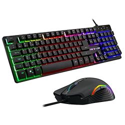 The G-LAB Combo KRYPTON - Clavier Gaming AZERTY USB Anti-Ghosting + Souris Gaming 6 boutons 3200 dpi - Pack Gamer filaire PC PS4 Xbox One Mac Rétro-éclairage RGB (Noir)