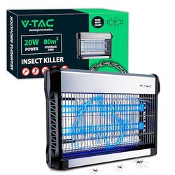 V-TAC Lampe Anti Moustique Électrique 20W avec 80m² de Surface Efficace - Design Slim - Moustiquaire avec Lumière Bleue UV pour Intérieur et Extérieur - Piège Contre Moustiques et Insectes
