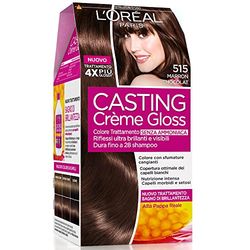 L'Oréal Paris Tinta Capelli Casting Creme Gloss, senza Ammoniaca per una Fragranza Piacevole, 515 Marron Chocolat, Confezione da 1