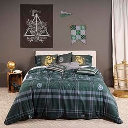 BELUM | Harry Potter Duvet Cover, 100% Cotton Slytherin Model Duvet Cover for 105 Beds (180 x 220 cm)