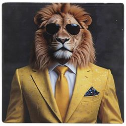 Lesser & Pavey Urban Art Lion Bling Coaster For Home & Office | Stylish Coasters For Kitchen & Dining | Durable Drink Coasters For Tabletops | Decorative Home Accessories for Drinks & Tables