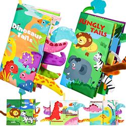 Juguetes Bebes 0-3-6-12 Meses Libros Bebes, 2PCS Colorear Dinosaurio Animales Libro Sensorial Regalo Bebe Niños Niña 6 Meses 1 Año para Andadore Bebe Asiento de Automóvil