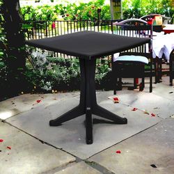 Dmora - Table d'extérieur Trani, Étagère carrée Fixe, Table de Jardin Polyvalente, 100% Made in Italy, 70x70h72 cm, Anthracite