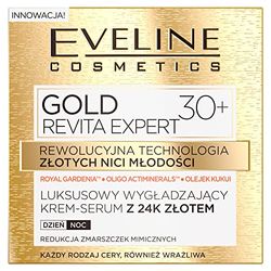 Eveline Cosmetics Gold Revita Expert utjämnande kräm-serum med 24K guld, för dag och natt, 30+, 50 ml