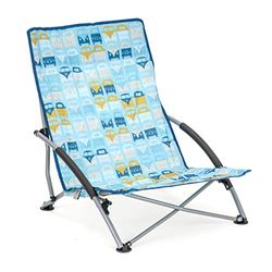 BRISA Silla Plegable de Camping Baja, Poliéster, Acero Tubular, Multibus/Azul, Talla única