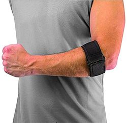 MUELLER Support de coude de Tennis avec Coussin en Gel, Noir, Taille Unique.