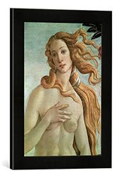 'IMMAGINE incorniciata di Sandro Botticelli "Venus, detail from The Birth Of Venus, c.1485 (Detail of 412), stampata nel quadro immagini fatti a mano di alta qualità, 30 x 40 cm, Nero Opaco