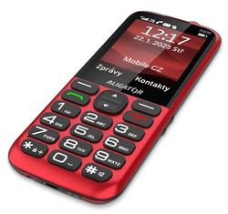 ALIGATOR AZA930R - Telefono cellulare 4G/LTE con pulsante SOS e localizzatore SOS. Applicazione Salvataggio, display a colori 2,8", Dual SIM, senza caricatore, colore rosso