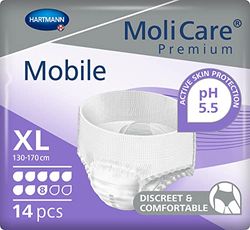 MoliCare Premium Mobile Disposable Underpants: Discreet Usage for Woman and Men with Incontinence; 8 Drops, Size XL, Pack of 14
