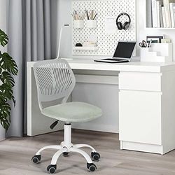 HOMYLIN Chaise de Bureau pour Enfant Gris sur Roues Hauteur d'assise 42-53 cm Chaise de Bureau en métal 40 × 42 × 87,5 cm