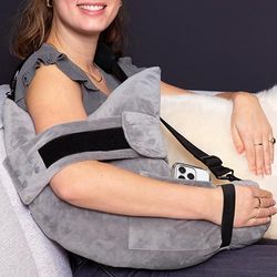 MOYOAMA Cuscino per chirurgia della spalla con cinghie per spalle e braccia, peluche grigio V2