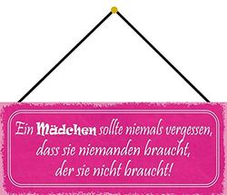 Schatzmix Blechschild Ein Mädchen Niemals vergessen Metallschild 27x10cm Deko mit Kordel Señal metálica, hojalata, Multicolor, 27x10 cm