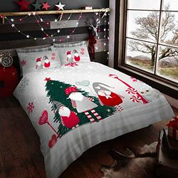 Jul jul påslakan, polycotton tyg sängkläder påslakan, tvättbart tryckt sängset, vinter Gonkmas, enkel