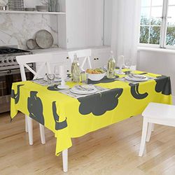Bonamaison, Anti-moisissure, Séchage Rapide, Résistant aux Taches, Lavable en Machine, 100% Polyester Nappe de Table, Jaune Fluo, fumée, 140 x 160 Cm - Conçu et Fabriqué en Turquie