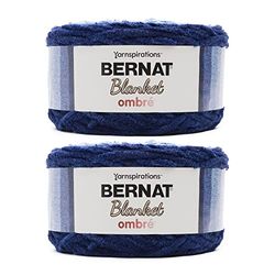 Bernat Blanket Ombre Navy Ombre - 2 confezioni da 300 g/10,5 oz - Poliestere - 6 Super Bulky - 200 metri - Per lavori a maglia, uncinetto e artigianato, filato di ciniglia grosso
