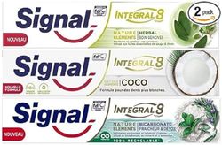 Signal Integral 8 Dentifrice Antibactérien Nature Elements Coco Blancheur+Signal Dentifrice Integral 8 Fraicheur & Détox+Signal Integral 8 Dentifrice Antibactérien Nature Elements Herbal Soin Gencives