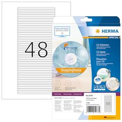HERMA 5078 etiketten voor CD-hoezen A4, set van 32 (114,3 x 5,5 mm, 800 velles, papier, mat) zelfklevend, bedrukbaar, permanente klevende cd doosstickers, 38.400 etiketten voor printer, wit