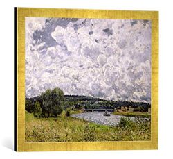 Kunst für Alle 'Image encadrée de Alfred Sisley The Seine at Suresnes, 1877, d'art dans Le Cadre de Haute qualité Photos Fait Main, 60 x 40 cm, Or Raya