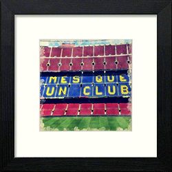 Lumartos, Camp Barcelona Stadium Contemporary Home Decor Wall Art Watercolour Print, Black Wood Frame, 8 x 8 Inches