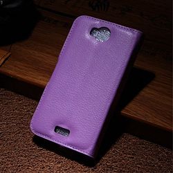 LD A000266 Portemonnee Case Cover met Kaarthouder in Glad Leer voor Wiko Cink Peax/Peax 2 Paars