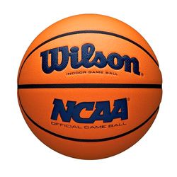 Wilson NCAA Evo NXT Officiële indoor basketbal, marineblauw/oranje, maat 7, ca. 75 cm.