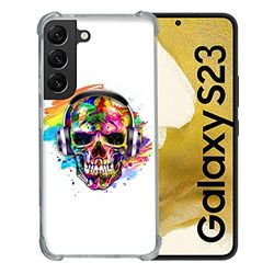 Cokitec Beschermhoes van gehard glas voor Samsung Galaxy S23, doodskop-tag