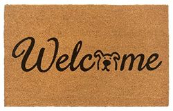 HANSE Home Home Paillasson en Coco pour l'intérieur - 45 x 75 cm - Tapis en Coco - Paillasson Anti-salissures - Design Welcome - Antidérapant - Entrée et extérieur Couvert - Naturel