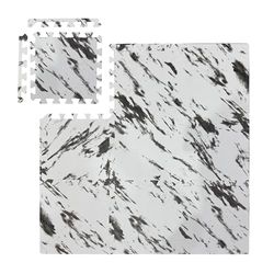 Relaxdays foam tegels, 9 puzzelmatten voor sport & fitnessapparaten, 0,85 m², EVA schuim, BPA-vrij, marmer optiek, wit