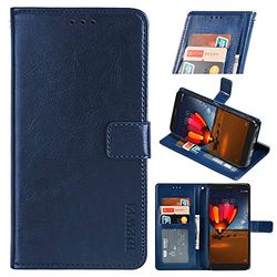 Compatible con Huawei Y6 2019 Funda Función de Soporte Funda de Billetera(Azul Oscuro)