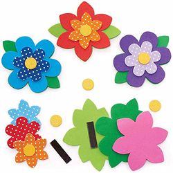 Baker Ross FC728 Bloemen Mix en Match Magneet Pakketten - Pak van 8, Koelkastmagneten voor Kinderen, Knutselen voor Kinderen, Foam Knutselen