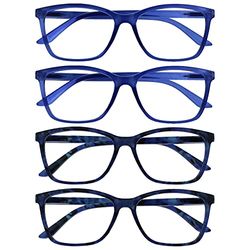 OPULIZE Uomo Grande Blu Lettori Valore 4 Pacco Stile Designer Cerniere Molla Rrrr51-333T3T +3,50-88 Gr