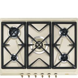 SMEG SRV876POGH, placa de gás COLONIAL, creme (brass knobs)