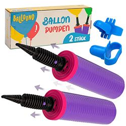 Balloono Gonfleur Ballon Lot de 2 - pour Un Gonflage Rapide et Facile - Pompe à Ballon de Baudruche Manuelle - Pompes a Air ou Helium Rapide pour Anniversaire