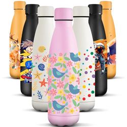 HoneyHolly 500 ml BPA-fri vattenflaska, termisk flaska, dubbelväggig, vattenflaska, läckagesäker, 18/8 rostfritt stål, vattenflaska för sport, skola, yoga