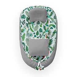 Kospu babynest con cuscino e coperta per neonati, 100% cotone, imbottitura in schiuma di poliestere e perline in silicone, paracolpi 90 x 70 cm