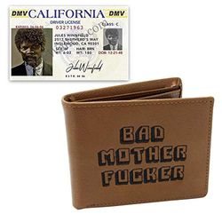 Pulp Fiction Bad Mother Fucker plånbok set med US driver Licence. Plånbok av läder, broderad, inklusive myntfack.