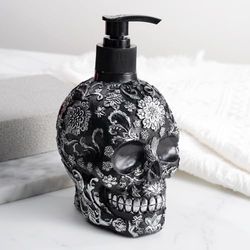 Arola Dispenser di sapone a forma di teschio con pompa antiruggine, bottiglia ricaricabile per lozione per le mani liquida per bagno, camera da letto e cucina (nuovo aggiornamento).